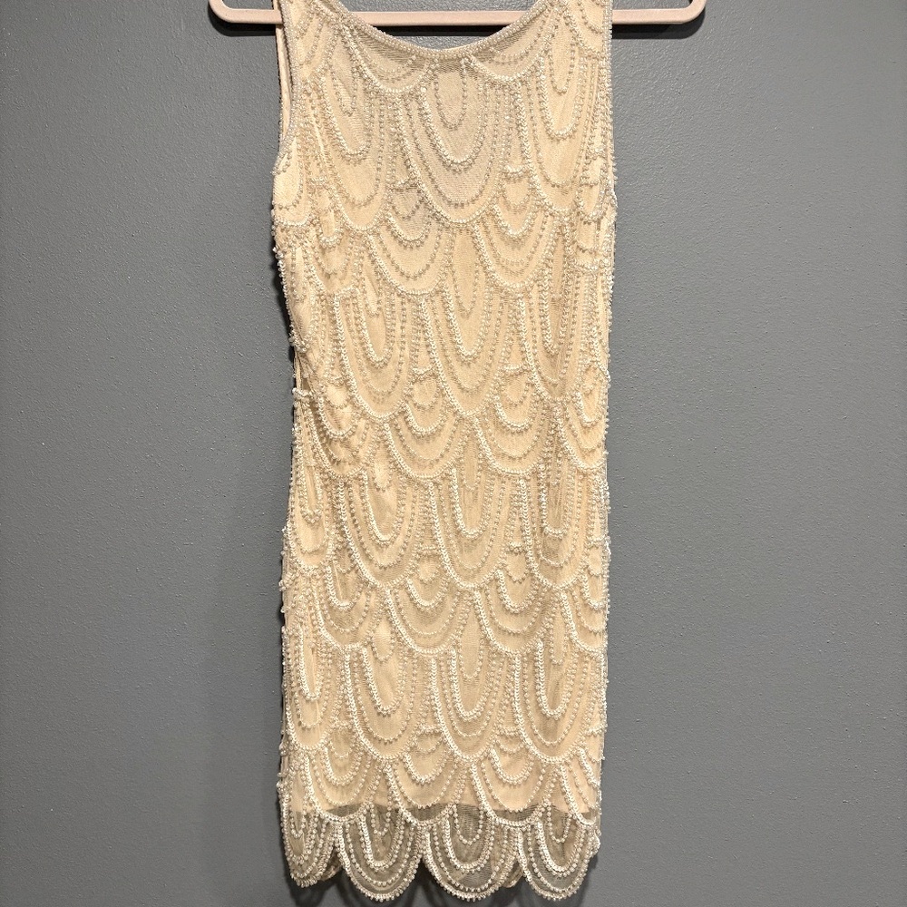 Pisarro nights - beaded ivory cocktail dress -  size 4